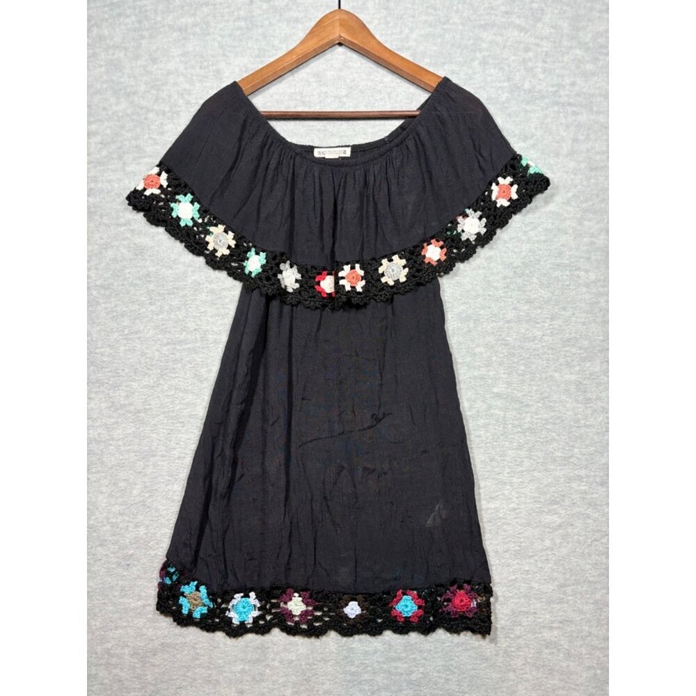 Beach By Exist Dress CoverUp Sz S Off-Shoulder Crochet Granny Square